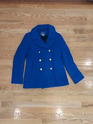 J. Crew Majesty Stadium Cloth Nello Gori Blue Wool Jacket Coat Sz 4 • $99