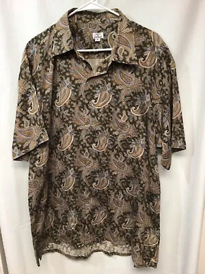 Maus & Hoffman Green Paisley XL Short Sleeve Poly Blend Button Up B13 • $13.98