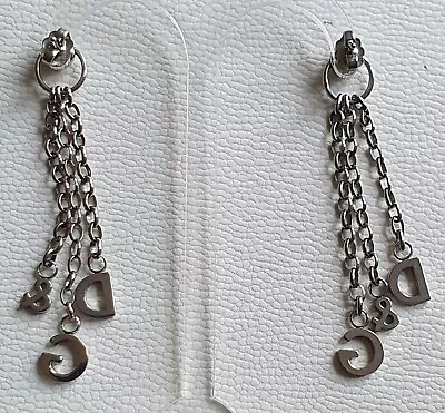 Dolce And Gabbana D&G Earrings.Silvertone Chain Motif Droppers.6cms Long.VGC  • £84.99