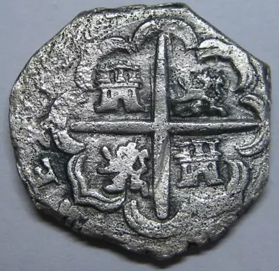 PHILIP III 2 REAL COB 1600s SEVILLA SPANISH SILVER COLONIAL ERA COB SPAIN  • $95