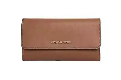 New Michael Kors Jet Set Travel Large Trifold Wallet Luggage Brown Free Shipping • $79.99