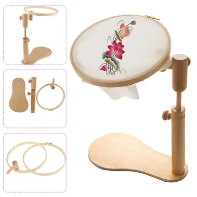 Adjustable Cross Stitch Rack Desktop Embroidery Lap Stand Wood Holder Frame Hoop • $33