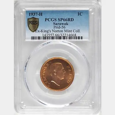 1937 H Sarawak 1 Cent PCGS SP 66 Red Incredible Specimen Proof Ex King Norton • $1789