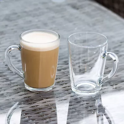 Set Of 4 8 Or 12 Latte Glasses With Handles Dishwasher Safe 11cm Tall 300ml • £9