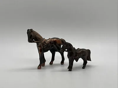 2 Miniature Metal Casted Horses Japan Saddle Details Western    • $14.95