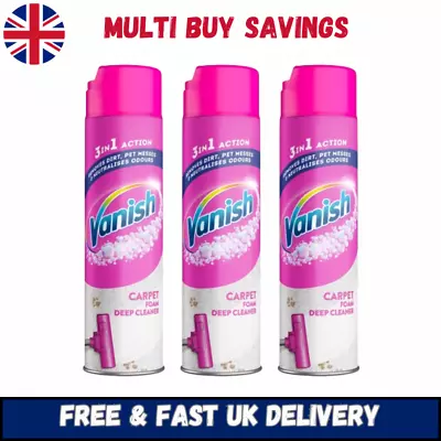 3 X Vanish Gold Carpet Cleaner Care Foam Upholstery Dirt & Stain Remover 600ml • £19.81