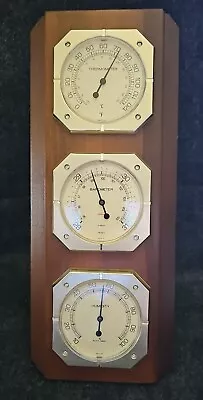 Vtg Sunbeam Weather Station Thermometer Barometer Hygrometer Wood Made In USA • $21.95