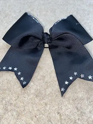 Cheerleading Style Big Chunky Hair Bow Black And Silver • £0.99