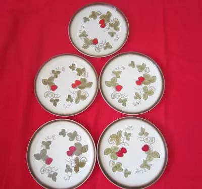 Vtg Handpainted Metlox Poppytrail California Strawberry (set Of 5) Dinner Plates • $45