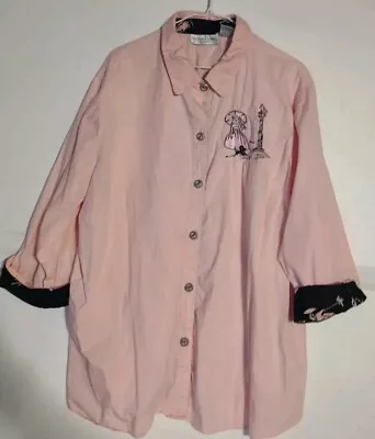 Vtg Victoria Jones Woman Button Up Shirt Embroidered Plus Size 22W Pink • $16