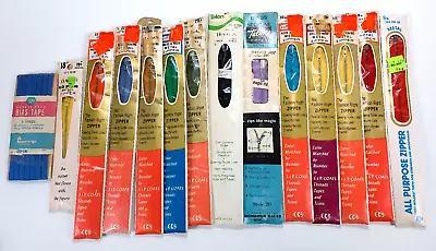 Vintage J & P Coats + Talon Zippers ~ Lot Of 13 ~ Multiple Colors + Bias Tape • £28.94