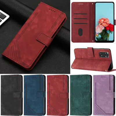 Stripe Wallet Flip Cover Case For Xiaomi Redmi 12 4G Note 12S 12C A1+ 10A 10C • $17.59
