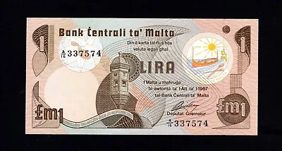 Malta 1 Lira 1967 (ND 1979) * P-34b * Prefix : A/16 * UNC * • $25