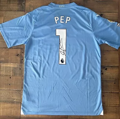 Signed Pep Guardiola Manchester City 23/24 Home Shirt Proof • £199.99