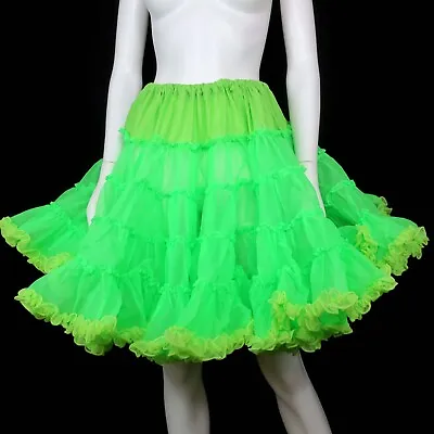 Vintage 80s B&S Lime Bright Green Square Dance Nylon Petticoat Ruffle Skirt • $119.95