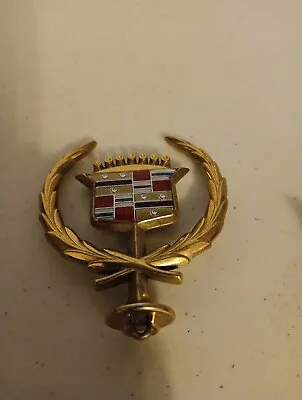 Vintage Gold Cadillac Round Base Hood Ornament Emblem • $35