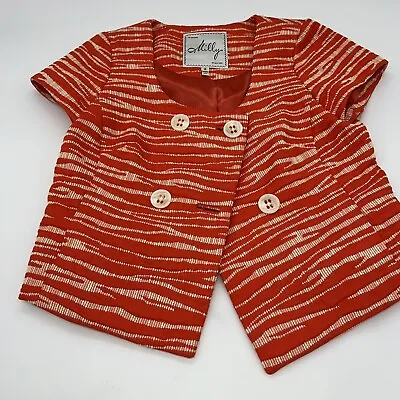 Milly Of New York Orange Zebra Stripe Blazer Jacket Size 2 • $34.97