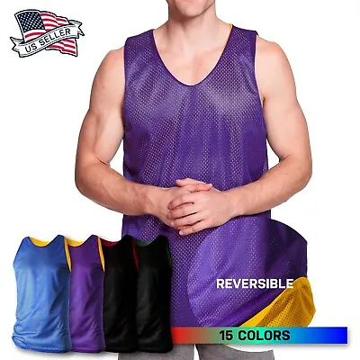 Mens Mesh Tank Top Basketball Jersey T Shirts Practice Sleeveless Tee Reversible • $16.99