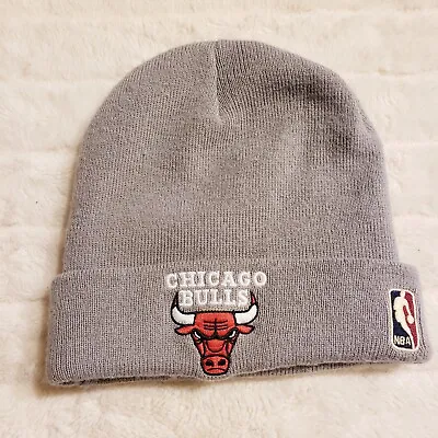 Chicago Bulls Knit Beanie Hat Grey/red Mitchell And Ness Cuffed  • $13