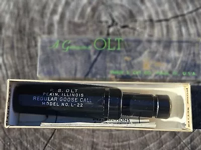 VTG P.S. Olt L-22 Goose Call W/ Box Paper Pekin Illinois Black Hard Rubber Duck • $39.99