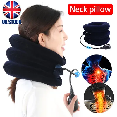 Inflatable Cervical Collar Neck Relief Traction Brace Support Stretcher Device • £12.72