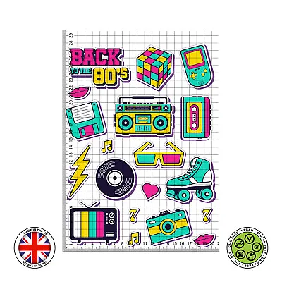 Back To The 80's Retro Stickers Edible Cake Topper Decoration ICING / WAFER • £7.79