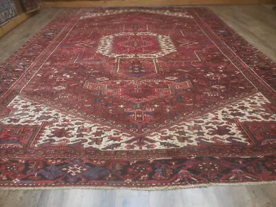 Geometric Turkish Vintage RugFarmhouse Vintage Anatolian Village Rug 9x12.1 Ft • $0.99