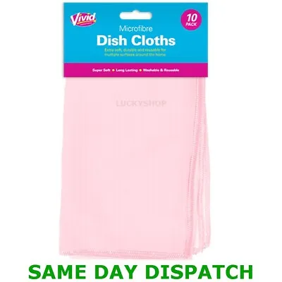 10 PK MICROFIBRE CLEANING CLOTHS Kitchen Clean Dish Tea Towels Drying Home 30x30 • £7.99