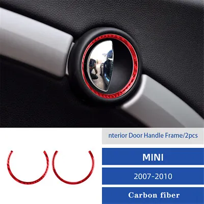 Red Carbon Fiber Car Door Handle Cover Trim Fit For Mini Cooper R55 R56 2007-11 • $9.91