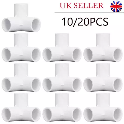 £8.88 • Buy 10/20PCS 3-Way Elbow PVC Plumbing Fitting Pipe 20mm Socket Tee Corner Fitting UK