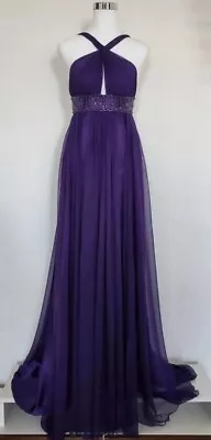 NWT $695.00 Marc Bouwer Glamit Women's Purple Gown Dress 100% Silk Size US 4... • $179