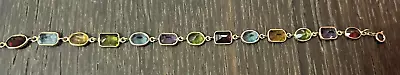 14K Yellow Gold Vintage Bracelet W/amethyst Garnet Citrine Peridot Topaz 7.5  • $149.99