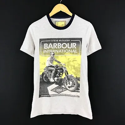 Men's Barbour International Steve Mcqueen T-Shirt Grey Short Sleeve Shirt Size S • $31.56