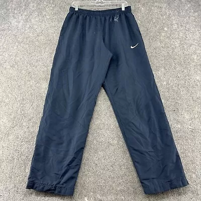 Nike Pants Mens Large Blue Navy Windbreaker Mesh Lined Swoosh Polyester Track • $14.95