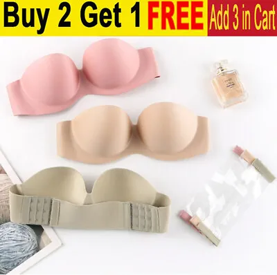 £6.92 • Buy Strapless Padded Push Up Bra Clear Back Straps Bras Wedding Party Invisible Bra