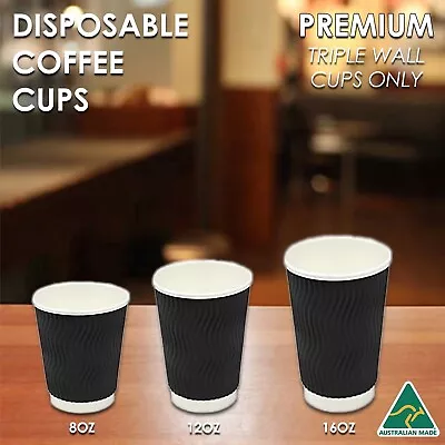 Coffee Cups Disposable Paper 4oz 8oz 12oz 16oz Triple Wall Drink Water Takeaway • $339.99