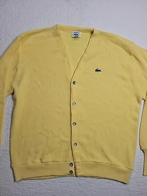 Vintage Izod Lacoste Cardigan Sweater Men's Size XL Long Sleeve Yellow USA Made • $27.99