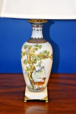 *25  Chinese Porcelain Vase Lamp Deer And Pine Tree Jingdezhen • $124.50