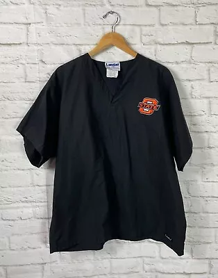 OKSTATE Cowboys Landau Black Scrubs Top Size XL • $15.99