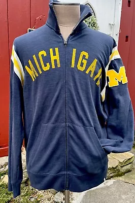 Michigan Wolverines '47 Retro Full Zip Track Warm Up Jacket Maize N Blue Mens XL • $39.99