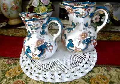 2 Masons Ironstone JAVA Pattern 6 5  And 55  Fenton Jug Hand Painted • £31