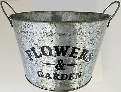 Window Planters Printed ‘Flowers & Garden’ Tall Bucket Galvanized 5.7”H X 6”D S • £5.77