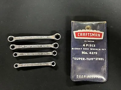 Craftsman Vintage 4 Pc Midget Box End Wrench Set SAE 4379 & Pouch USA • $29.99