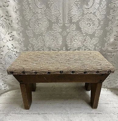 VINTAGE WOODEN Farmhouse HANDMADE BENCH Foot Step Stool Upholstered Super Solid • $44.99