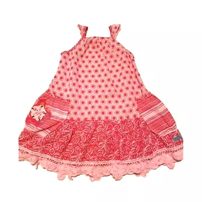 Naartjie Sun Dress Sz 4 Girl  Crochet Trim Pocket Pink • $23