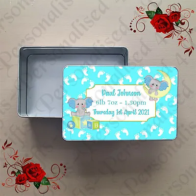 Personalised Metal Storage Tin - Keepsake / Memory - Baby / Newborn - Design 2  • £13.99