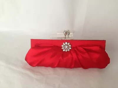 Women's Clutch Bag / Handbag - Red Satin Bag - Occasions / Weddings / Bridal • £12.99