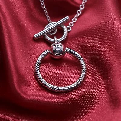 £18.25 • Buy New Genuine Moments Silver O Pendant T-bar Necklace And Chain 50cm Long Women UK