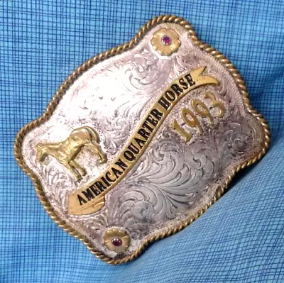 American Quarter Horse Belt Buckle Cowboy SP Vtg 90s Montana Silversmiths.QRT396 • $74.99