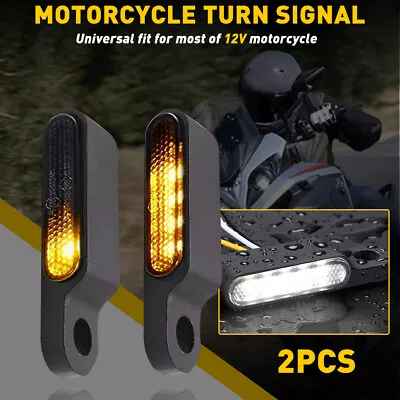 2x Mini Motorcycle Black 6-LED Turn Signals Blinker Lights Amber Lamp Universal • $15.99